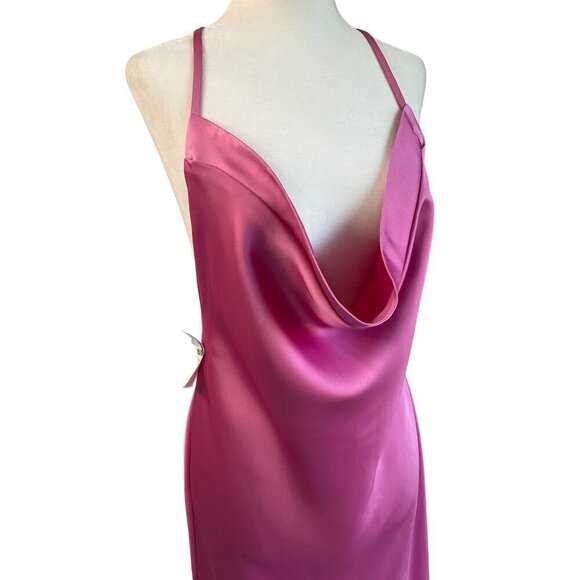 Norma Kamali Cross Back Bias Gown in Candy Pink Medium New Womens Long Dress - Picture 6 of 16